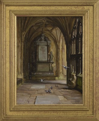 Lot 319 - CATHEDRAL CLOISTER, AN OIL BY MAUD NEALE