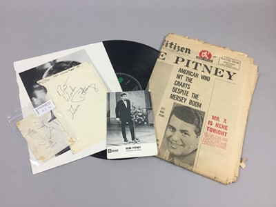 Lot 82 - A LOT OF TWO GENE PITNEY AUTOGRAPHS, A DUSTY SPRINGFIELD AUTOGRAPH, AND OTHER MEMORIBILIA