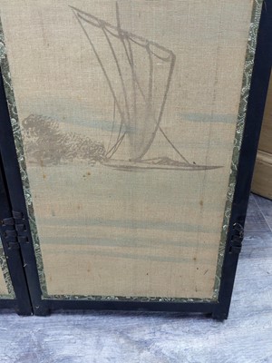 Lot 16 - A CHINESE EMBROIDERED FOUR FOLD SCREEN