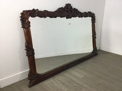 Lot 195 - A MAHOGANY FRAMED OVERMANTEL WALL MIRROR