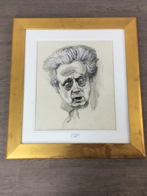 Lot 164 - A PEN AND INK CARICATURE SKETCH OF HUGH McDERMID