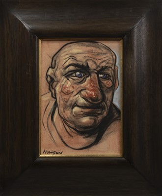 Lot 131 - BLUE EYES, A PASTEL BY PETER HOWSON