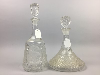 Lot 127 - A CLARET JUG ALONG WITH TWO DECANTERS