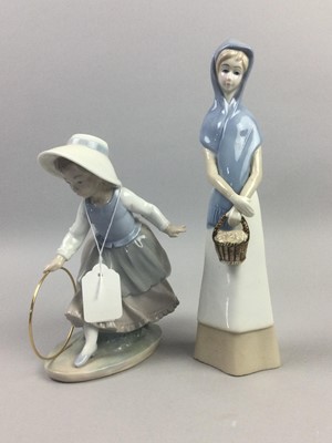 Lot 104 - A LLADRO FIGURE OF A LAMPLIGHTER AND TWO OTHER FIGURES