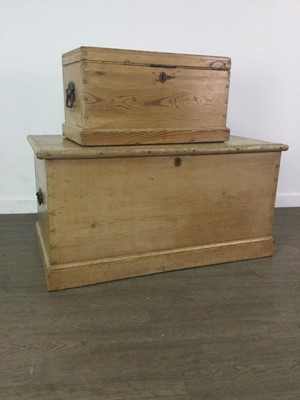 Lot 109 - A GRADUATED PAIR OF PINE BLANKET CHESTS