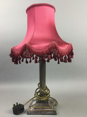 Lot 214 - A CORINTHIAN COLUMN PLATED TABLE LAMP