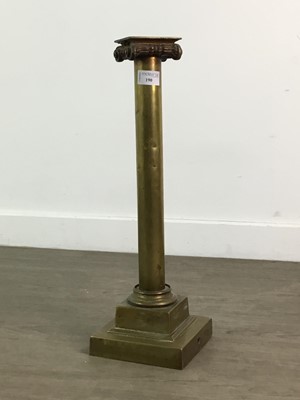 Lot 190 - A LARGE BRASS COLUMN CANDLESTICK