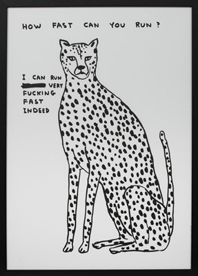 Lot 170 - HOW FAST CAN YOU RUN, A LITHOGRAPH BY DAVID SHRIGLEY