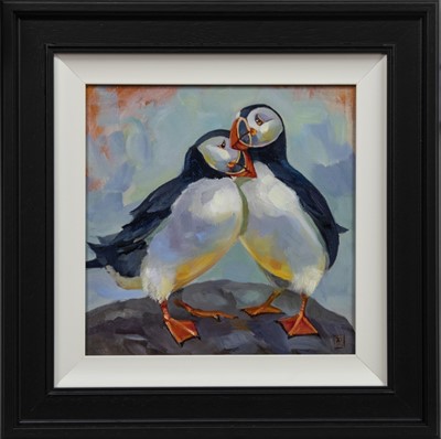 Lot 179 - MUSED PUFFIN, AN OIL BY ZHANNA PECHUGINA