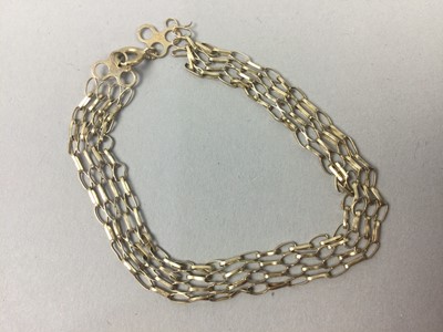 Lot 227 - A LOT OF GOLD AND OTHER BRACELETS AND CHAINS