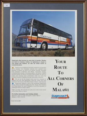 Lot 539 - STAGECOACH MALAWI TRAVEL POSTER