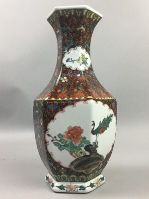 Lot 174 - A CHINESE HEXAGONAL BALUSTER VASE