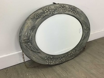 Lot 197A - AN ARTS & CRAFTS HAMMERED PEWTER WALL MIRROR AND ANOTHER MIRROR