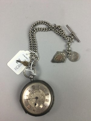 Lot 303 - A VICTORIAN SILVER CASED KEY WIND POCKET WATCH