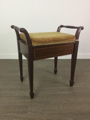 Lot 312 - A MAHOGANY PIANO STOOL