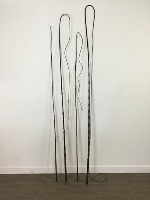 Lot 559 - FOUR 19TH CENTURY CARRIAGE DRIVING WHIPS