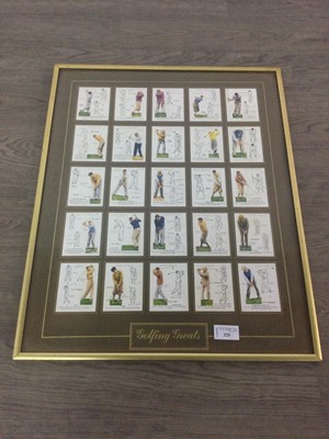 Lot 329 - A SET OF FRAMED PLAYERS CIGARETTE CARDS DEPICTING BRITISH GOLFING GREATS