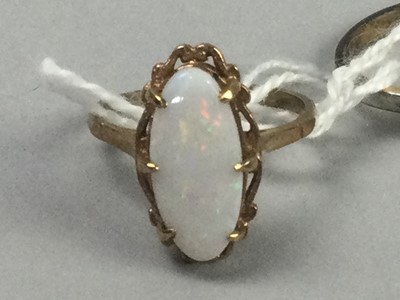 Lot 395 - AN OPAL DRESS RING AND ANOTHER RING