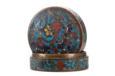 Lot 1043 - A CHINESE BRONZE AND CLOISONNE ENAMEL LIDDED BOX