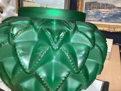 Lot 263 - A FRENCH GREEN GLASS LANGUEDOC VASE BY RENE LALIQUE