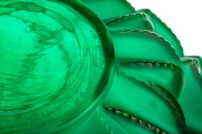 Lot 263 - A FRENCH GREEN GLASS LANGUEDOC VASE BY RENE LALIQUE
