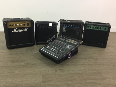 Lot 349 - FOUR SMALL AMPLIFIERS AND A MIXING DECK