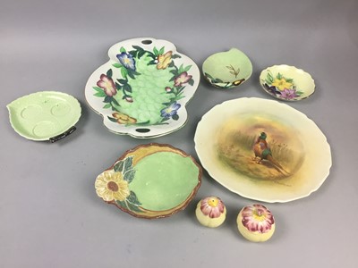 Lot 527 - AN ELIZABETH MARY WATT HANDPAINTED DISH AND OTHER CERAMICS