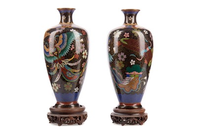 Lot 1046 - A PAIR OF LATE 19TH CENTURY CHINESE CLOISONNE VASES