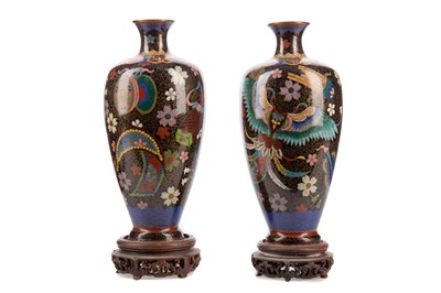 Lot 1046 - A PAIR OF LATE 19TH CENTURY CHINESE CLOISONNE VASES