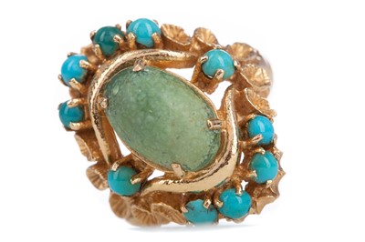 Lot 1175 - A TURQUOISE RING