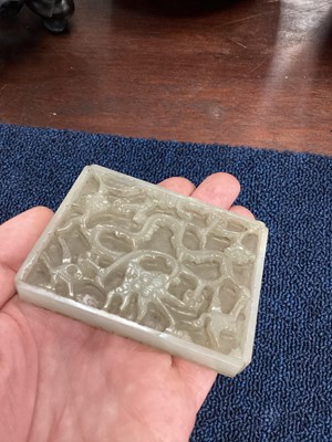 Lot 1052 - A CHINESE PALE CELADON JADE CARVING