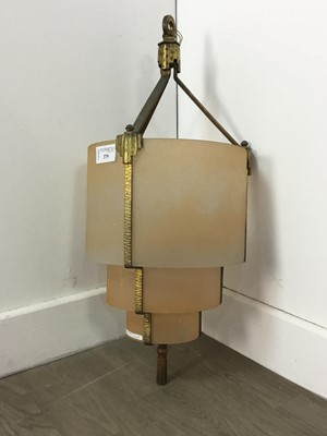 Lot 379 - AN ART DECO THREE TIER WATERFALL LIGHT SHADE