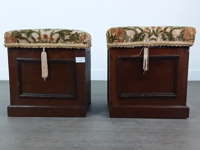 Lot 414 - A PAIR OF MAHOGANY FENDER STOOLS