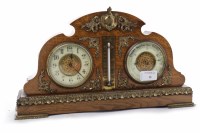 Lot 15 - VICTORIAN OAK CLOCK BAROMETER contained within...