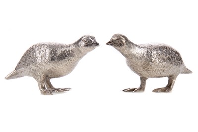 Lot 21 - A PAIR OF ELIZABETH II SILVER MODELS OF GROUSE