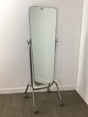 Lot 496 - A MID CENTURY CHROME SHOP CHEVAL MIRROR