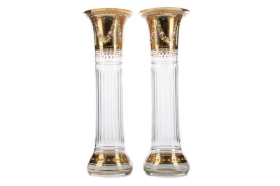 Lot 729 - A PAIR OF 19TH CENTURY BOHEMIAN GLASS VASES
