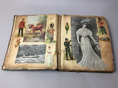 Lot 453 - A LATE 19TH/ EARLY 20TH CENTURY SCRAPBOOK ALBUM