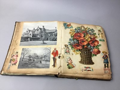 Lot 453 - A LATE 19TH/ EARLY 20TH CENTURY SCRAPBOOK ALBUM
