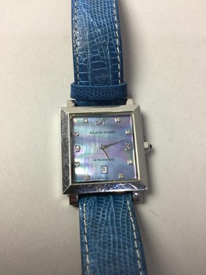 Lot 538 - A LADY'S KLAUS KOBEC RETRO DIAMOND QUARTZ WRIST WATCH