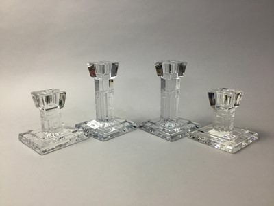 Lot 539 - TWO PAIRS OF WATERFORD CRYSTAL METROPOLITAN CANDLESTICKS AND ATOMISERS