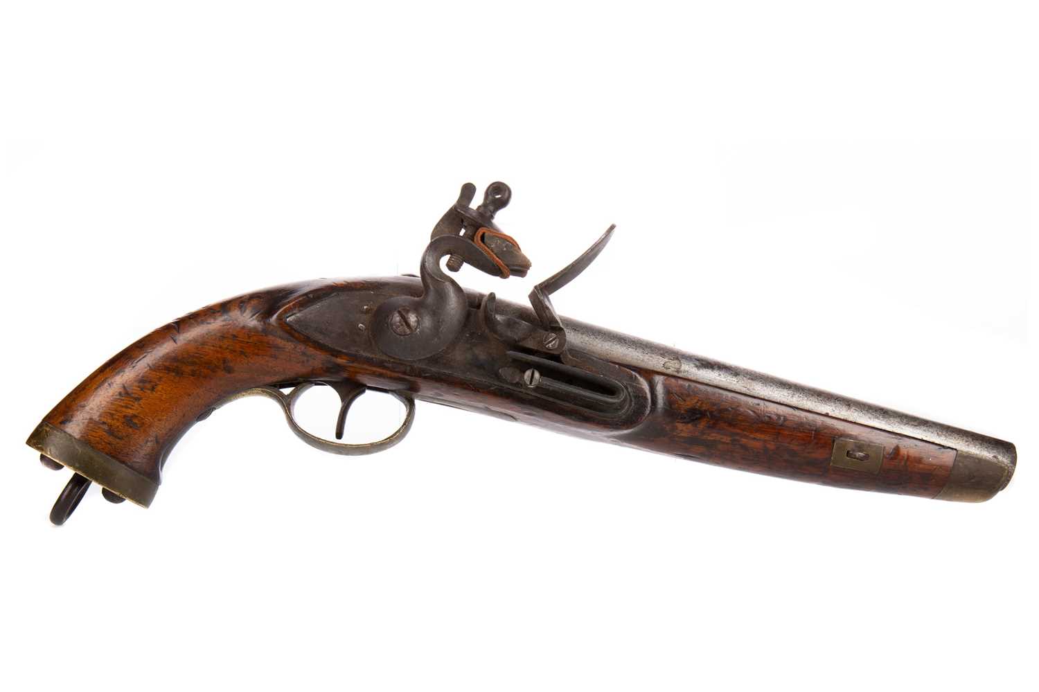 Lot 123 - A 19TH CENTURY FLINTLOCK PISTOL