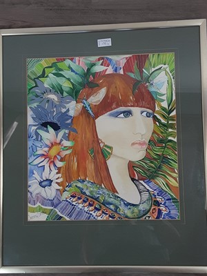 Lot 135 - A COLOURED LITHOGRAPH ALONG WITH A WATERCOLOUR