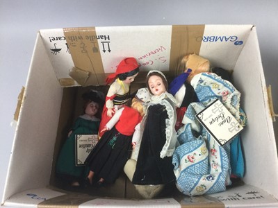 Lot 44 - A SCHUCO 'TRICKY' CAT, A TEDDY BEAR AND A GROUP OF DOLLS