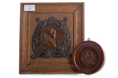 Lot 773 - A MEDAL AND PLAQUE COMMEMORATING MARY QUEEN OF SCOTS