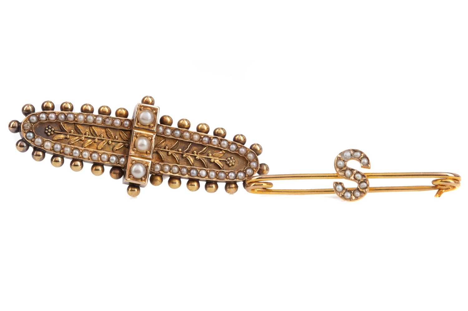 Lot 1127 - TWO SEED PEARL BROOCHES