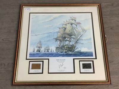 Lot 87 - A H.M.S VICTORY SIGNED LIMITED EDITION PRINT AND ANOTHER PRINT