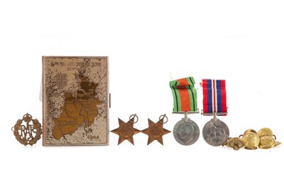 Lot 145 - WWII GENERAL SERVICE MEDALS AND A CIGARETTE CASE