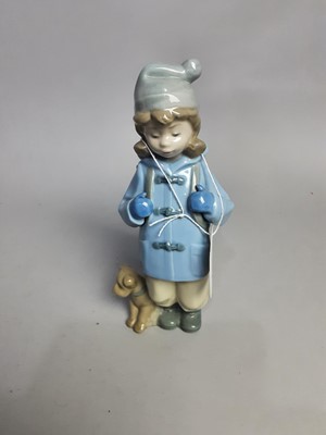 Lot 273 - A NAO FIGURE OF A GIRL WITH DOG AND SEVEN OTHER FIGURES