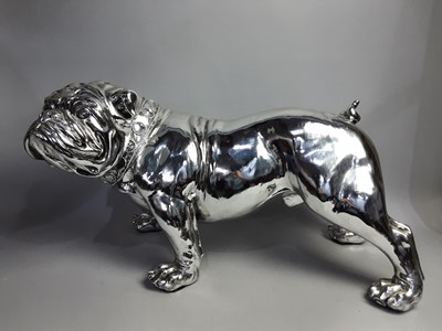 Lot 264 - A LARGE MODEL OF A BULL DOG AND TWO OTHER FIGURES